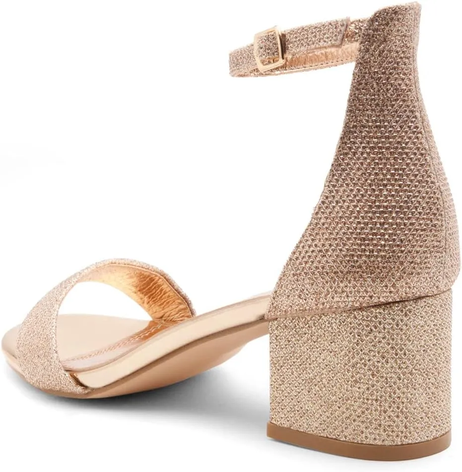 Herstyle Womens Low Heels  Open Toe Chunky Block Heeled Sandals with Ankle Strap | Comfortable Dressy Short Heels for Prom, Wedding, Party & Office