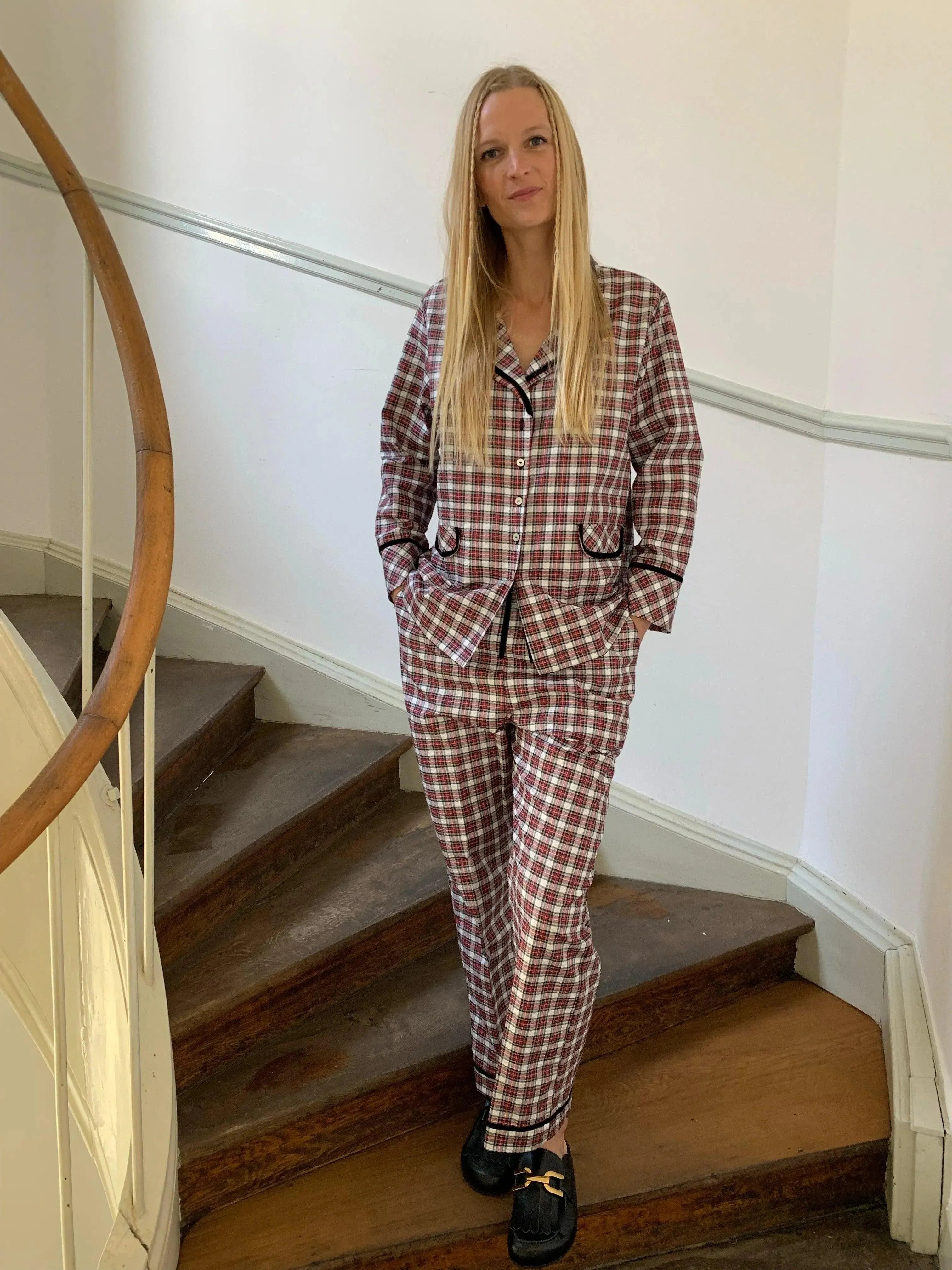 Jack (in & out) PJ set - red & white tartan