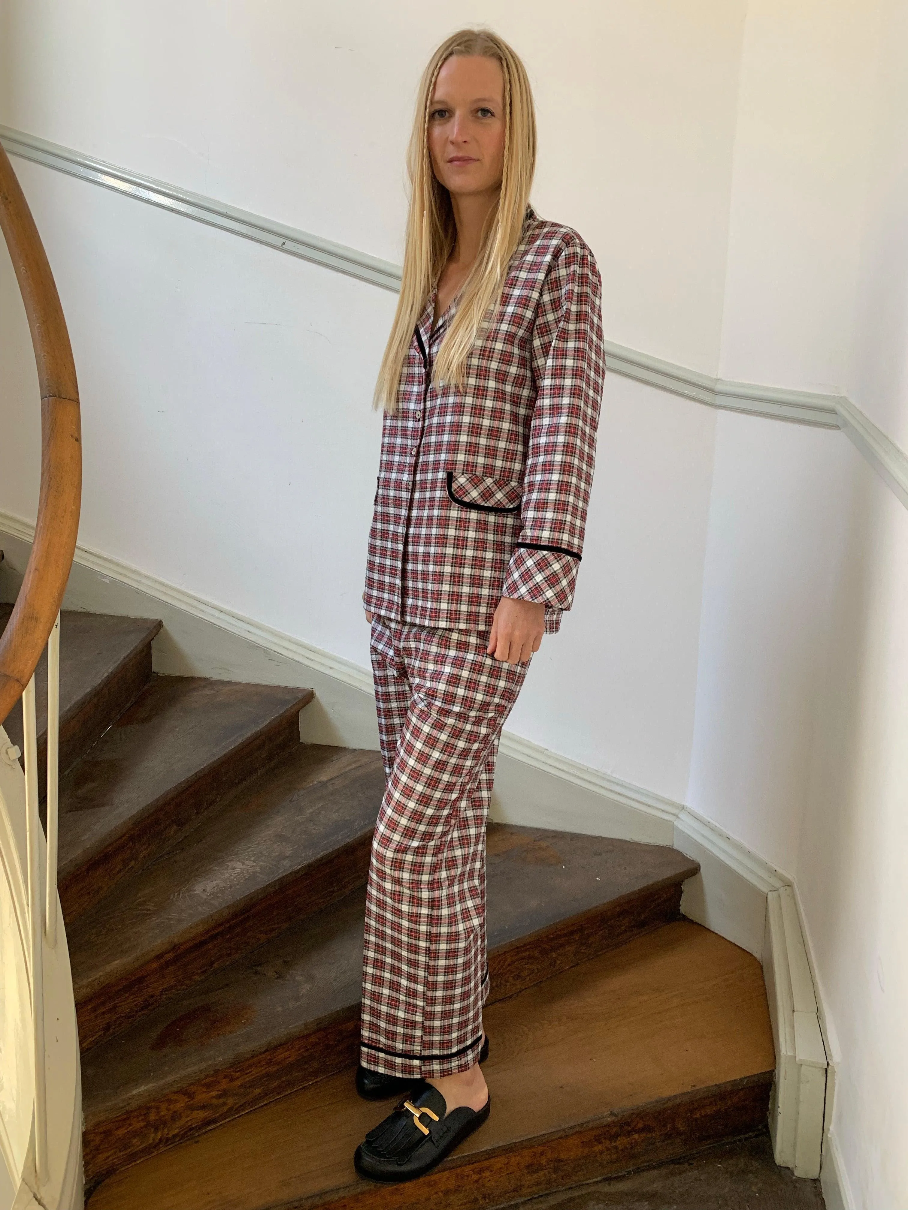 Jack (in & out) PJ set - red & white tartan