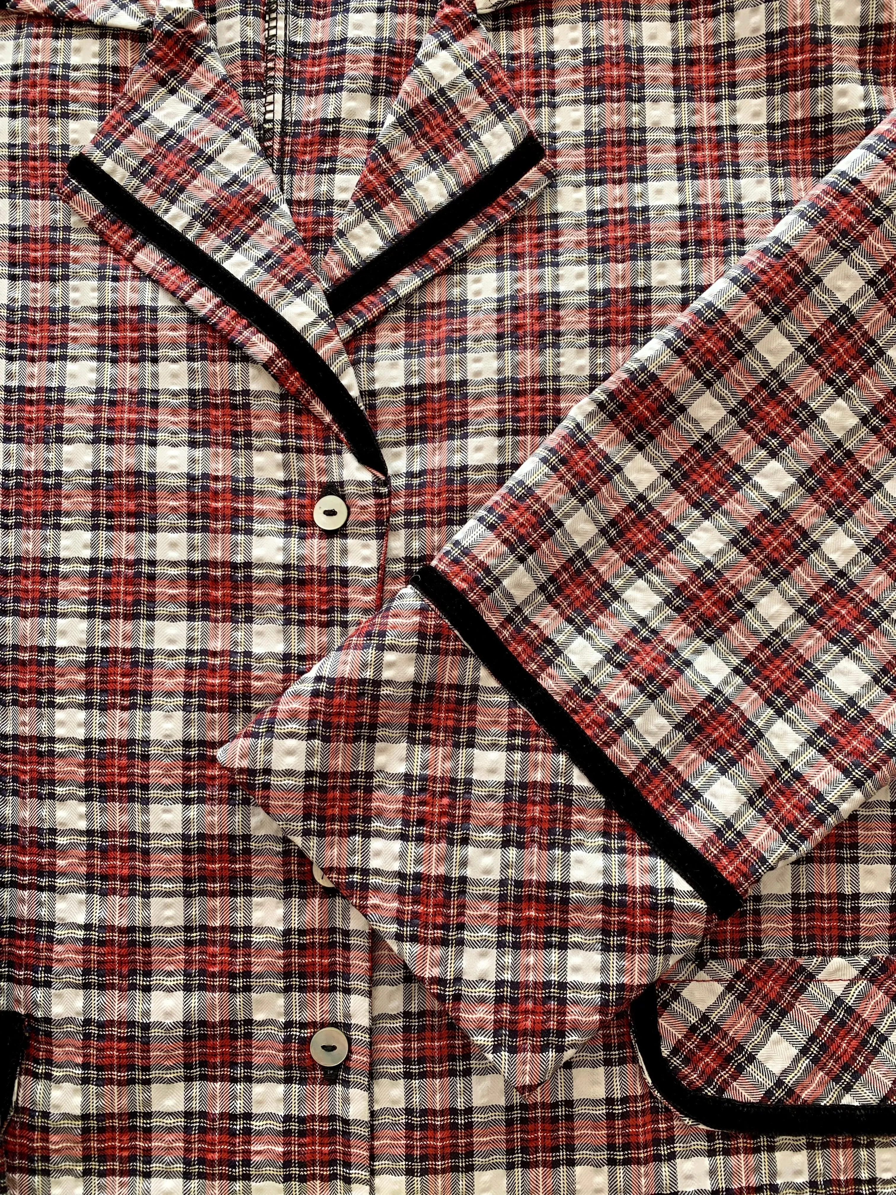Jack (in & out) PJ set - red & white tartan
