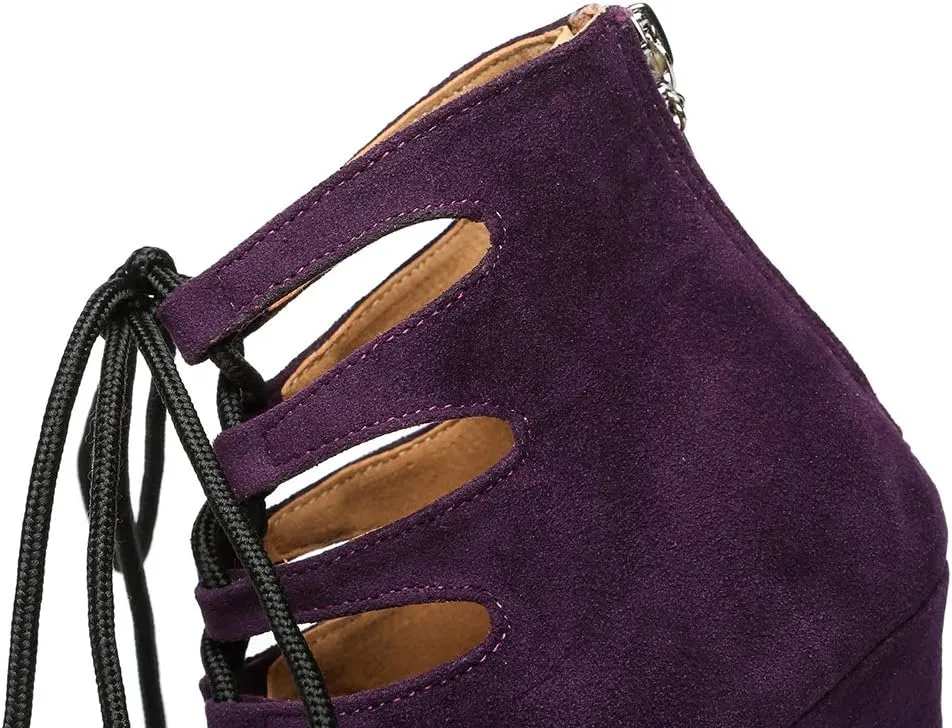 JUODVMP Women Latin Dance Shoes Cross Straps peep Toe Ballroom High Heel Dance Shoes Model YCL456