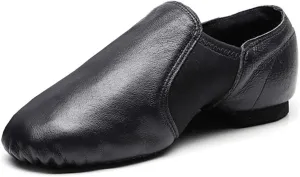 JUODVMP Women's Leather Upper and Suede Split Sole Jazz Ballet Yoga Dance Shoes,Model TJDBPUFBJS