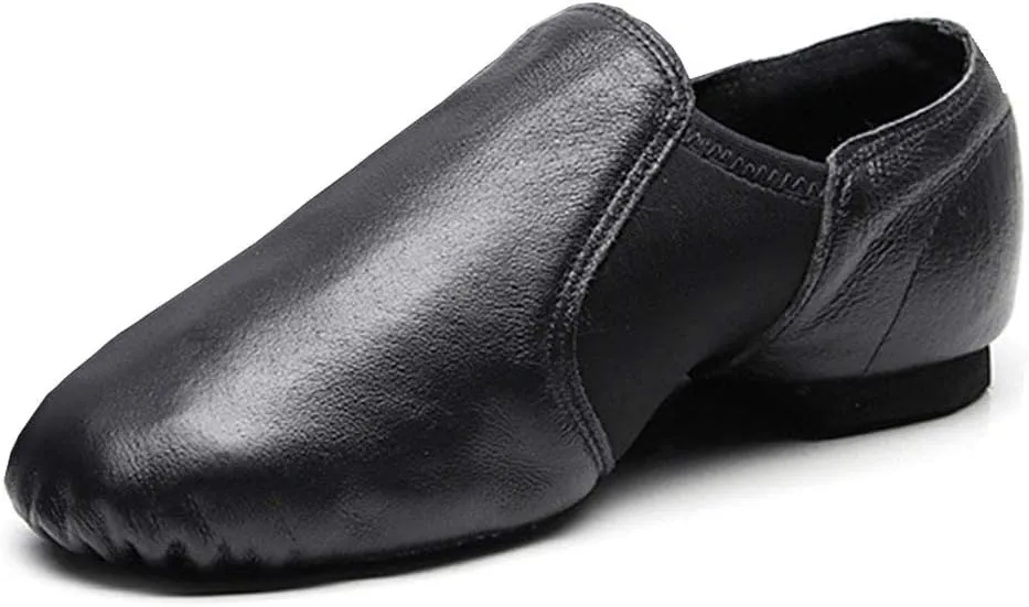 JUODVMP Women's Leather Upper and Suede Split Sole Jazz Ballet Yoga Dance Shoes,Model TJDBPUFBJS
