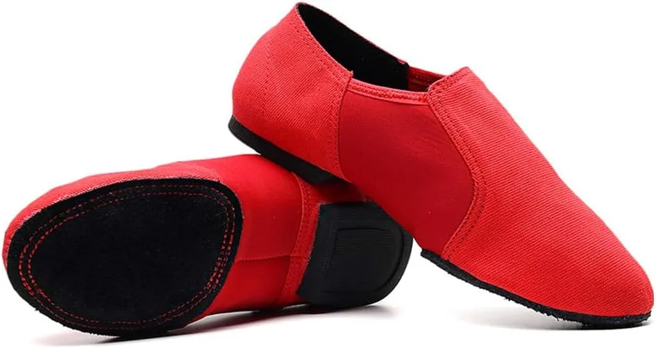 JUODVMP Women's Leather Upper and Suede Split Sole Jazz Ballet Yoga Dance Shoes,Model TJDBPUFBJS