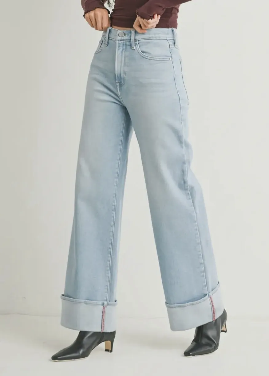 Just Black Denim Light Wash Cuffed Palazzo