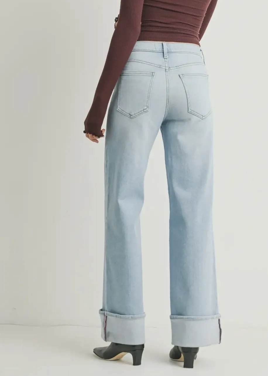 Just Black Denim Light Wash Cuffed Palazzo