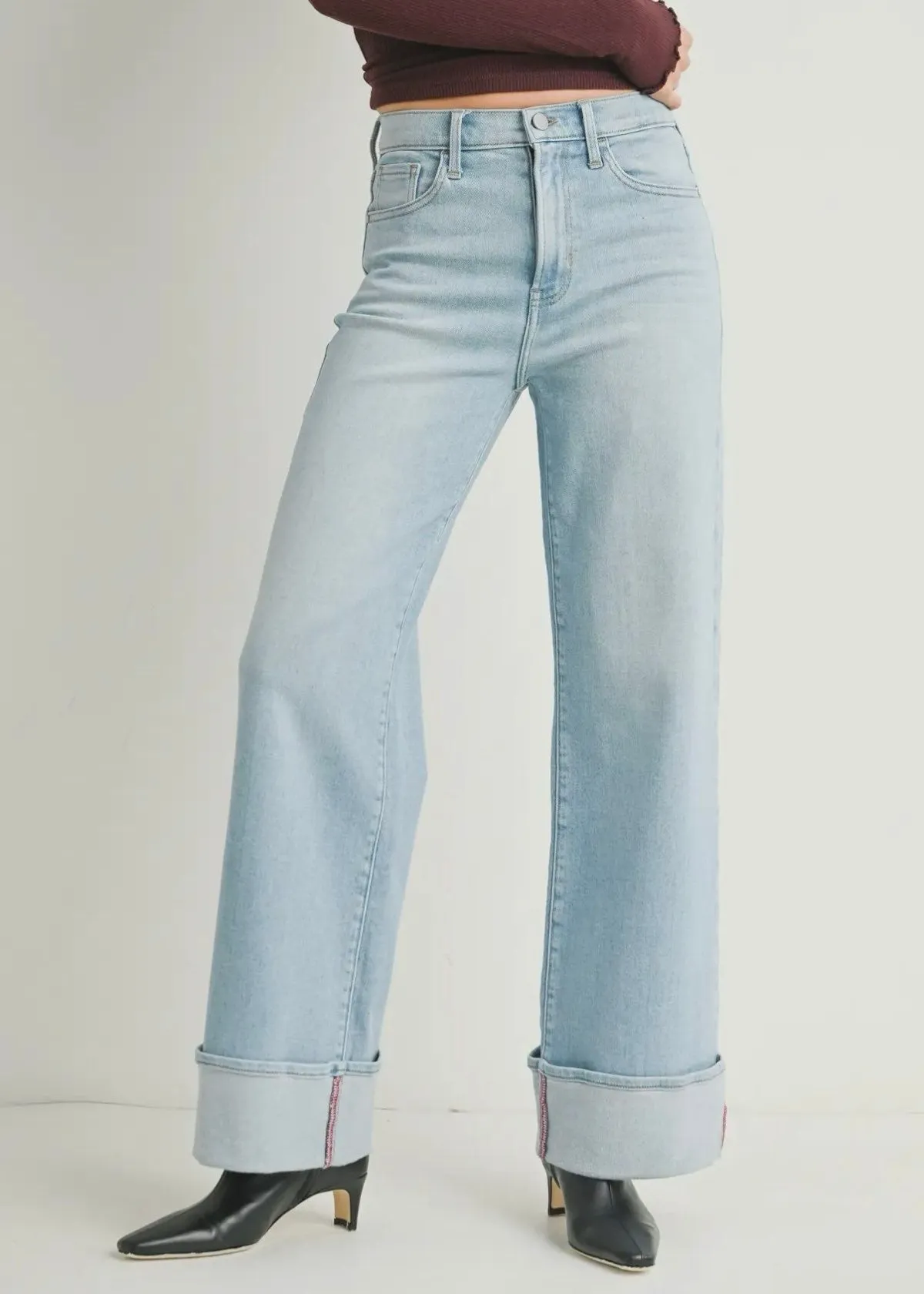 Just Black Denim Light Wash Cuffed Palazzo