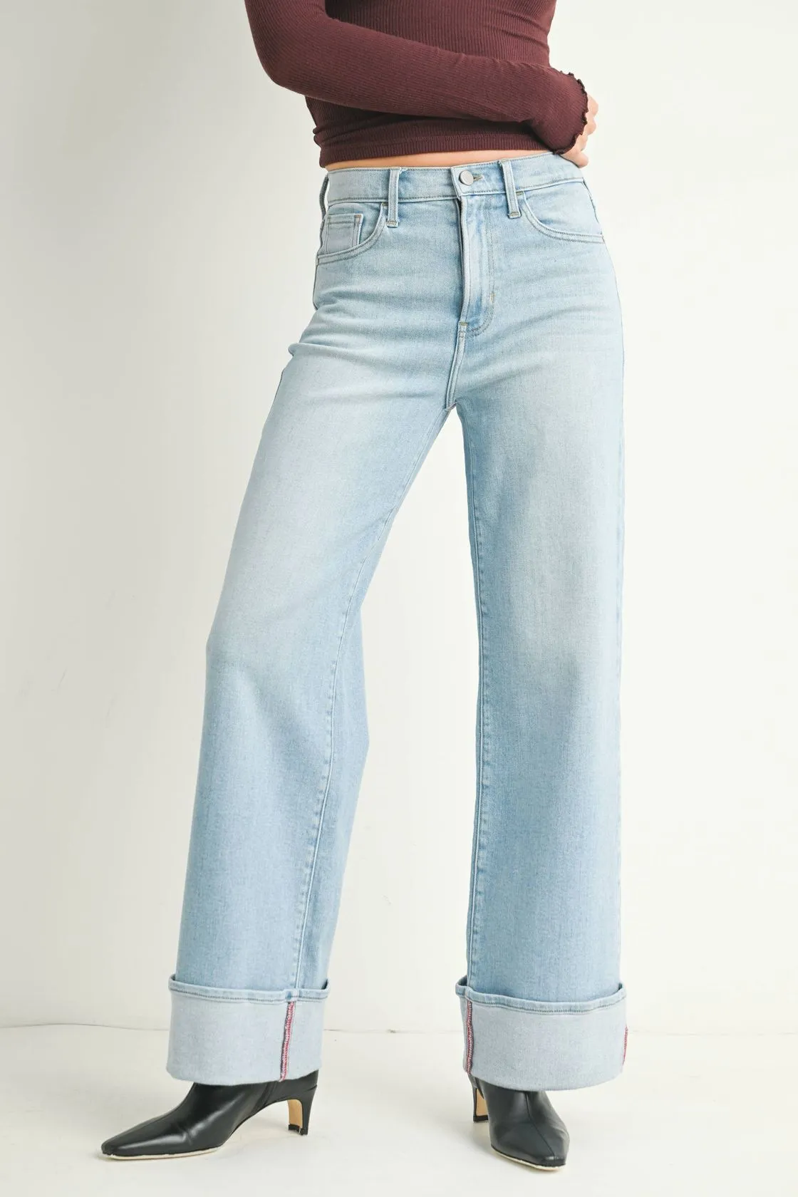 Just Black Denim Light Wash Cuffed Palazzo