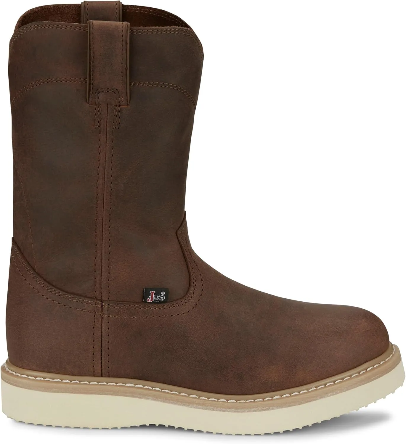 Justin Boot Company Men`s Ram Pecan Brown 10In Soft Round Toe Work Boot