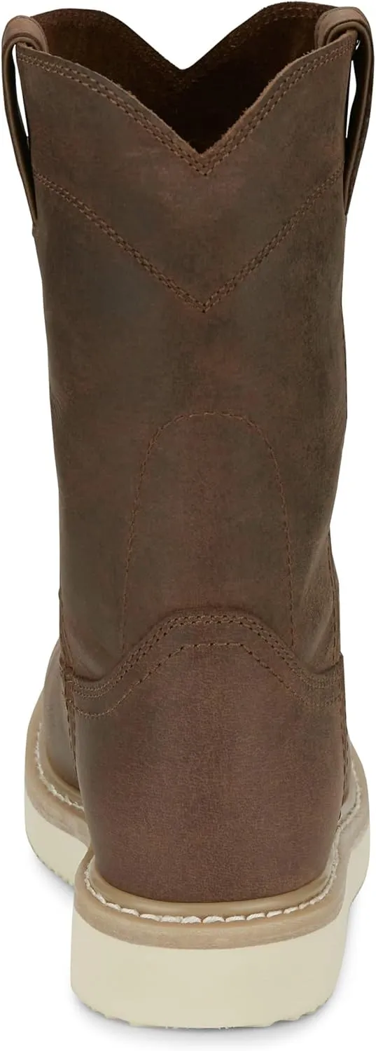 Justin Boot Company Men`s Ram Pecan Brown 10In Soft Round Toe Work Boot