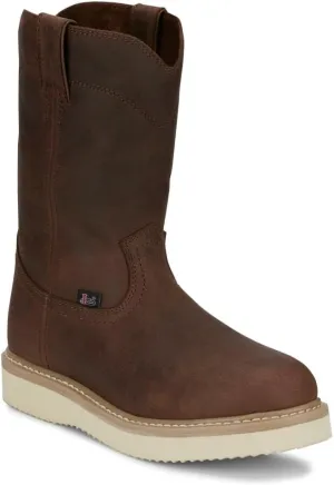 Justin Boot Company Men`s Ram Pecan Brown 10In Soft Round Toe Work Boot