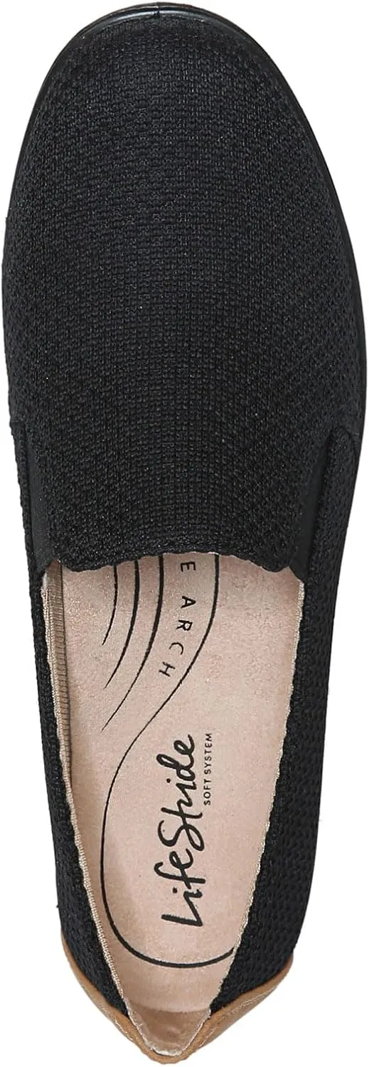 Life Stride Womens Next Level Slip-On Sneaker, Black/Tan, 7 US