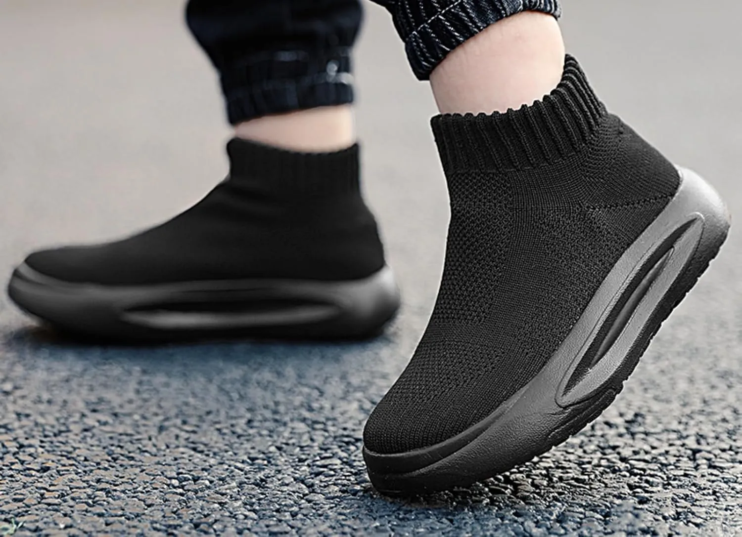 LLTMALL Kids' Slip-On Sneakers Breathable Knitted Mesh Athletic Shoes for Boys Girls