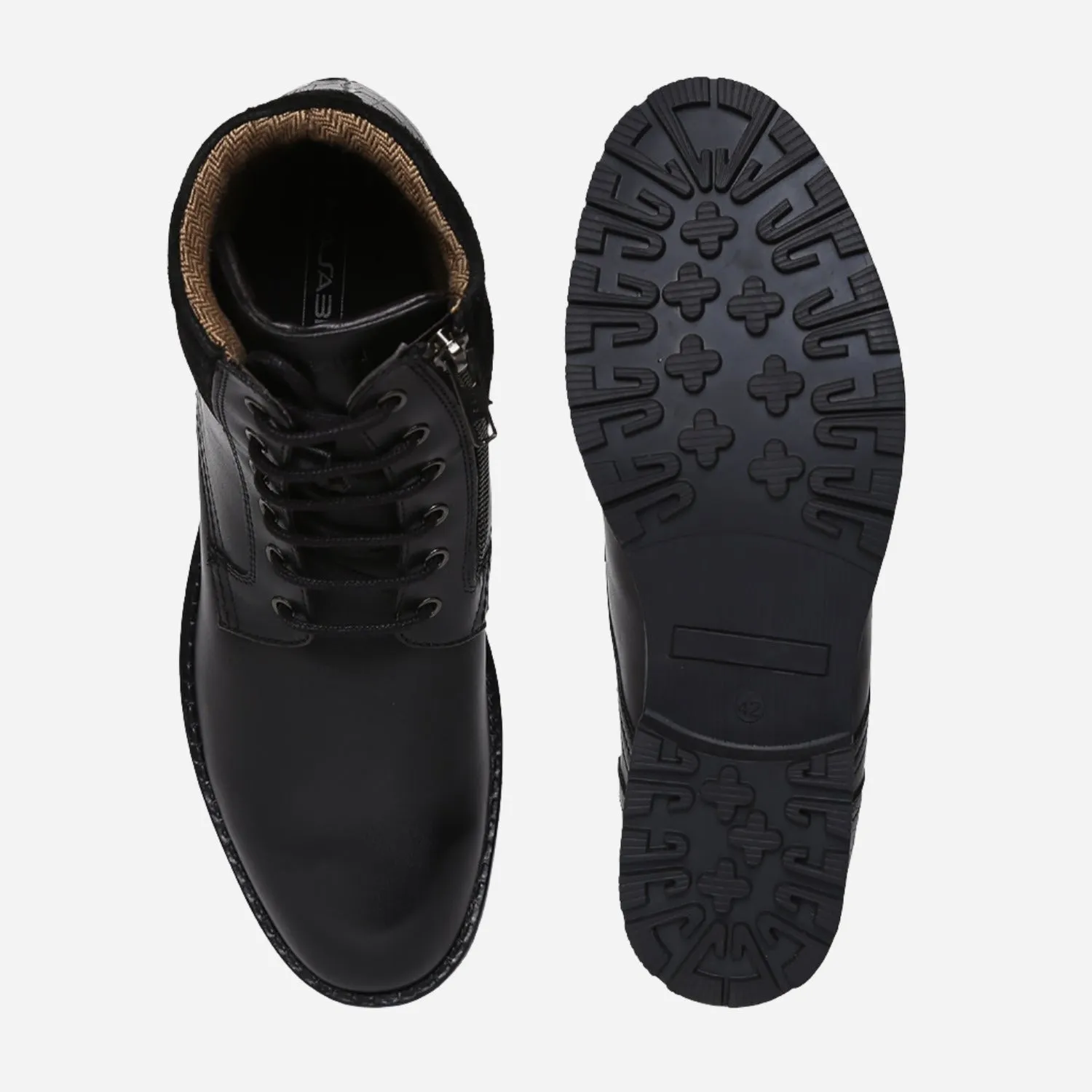 Masabih Genuine Leather Black Ankle Zipper Boots for Men