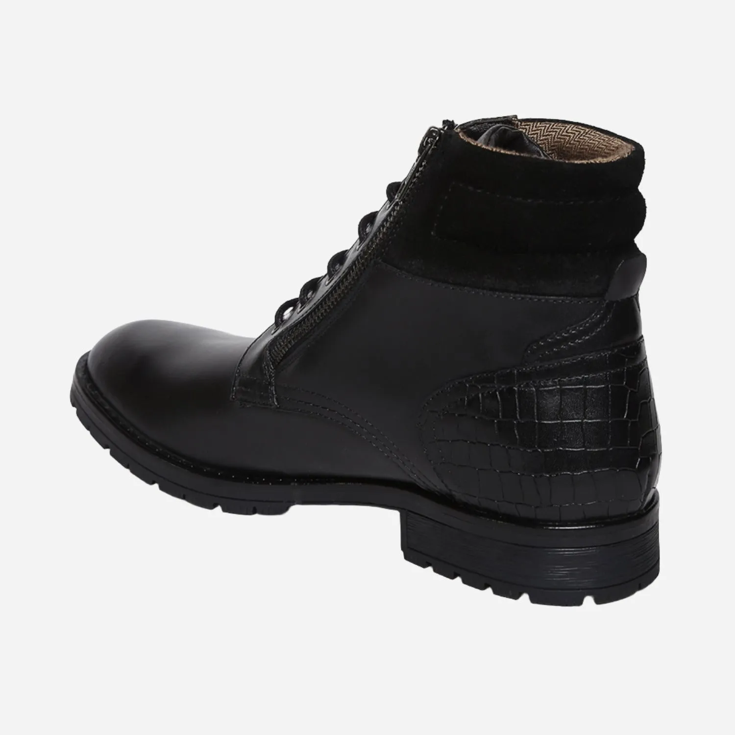 Masabih Genuine Leather Black Ankle Zipper Boots for Men