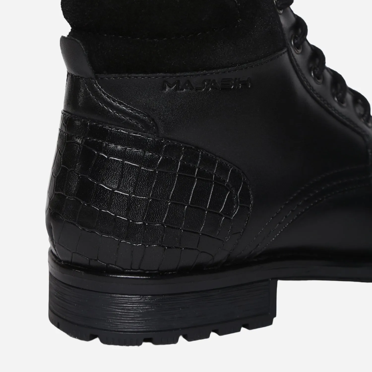 Masabih Genuine Leather Black Ankle Zipper Boots for Men