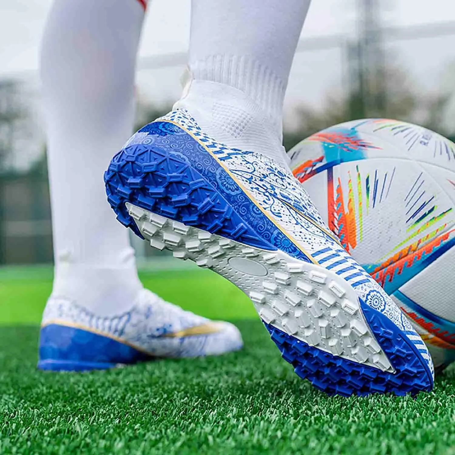 MEBAMY Unisex High top Soccer Boots Cleats Outdoor Athletic Sneaker Turf Football Shoes Spikes Indoor Youth AG Soccer Shoes