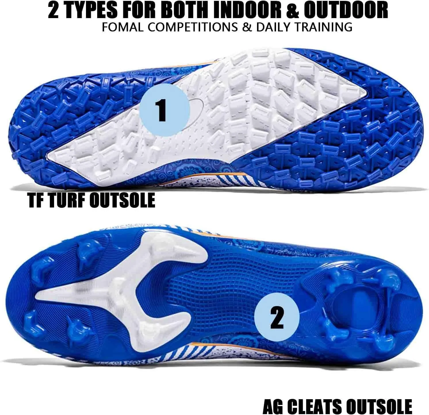 MEBAMY Unisex High top Soccer Boots Cleats Outdoor Athletic Sneaker Turf Football Shoes Spikes Indoor Youth AG Soccer Shoes