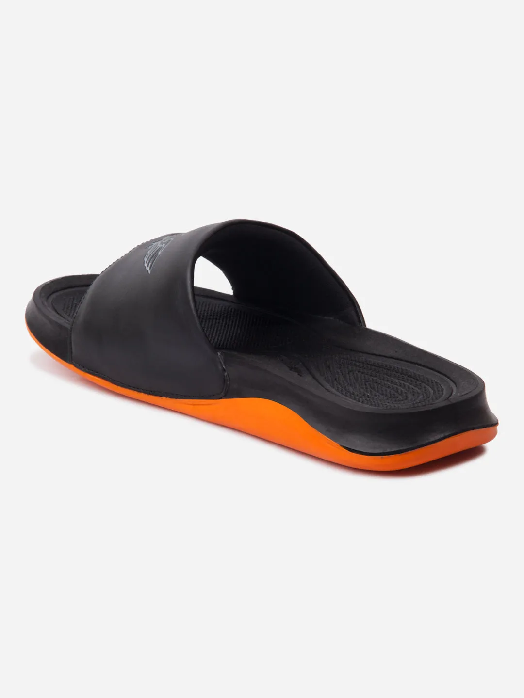 Men's Black/Orange Active Graphic Printed Slider (IX5018)