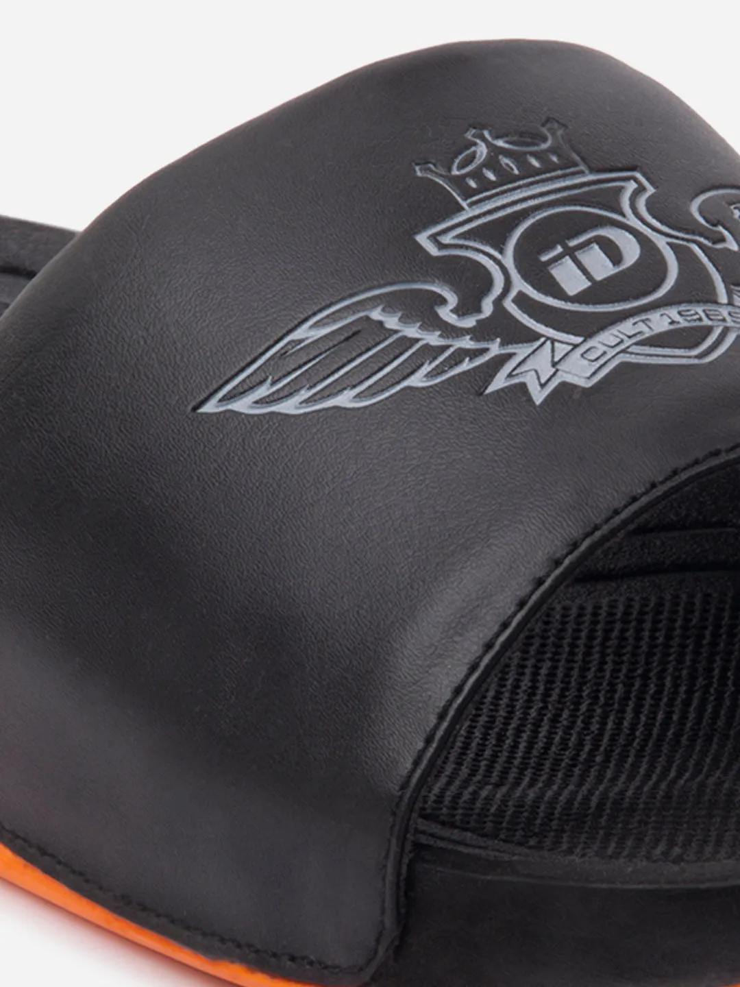 Men's Black/Orange Active Graphic Printed Slider (IX5018)