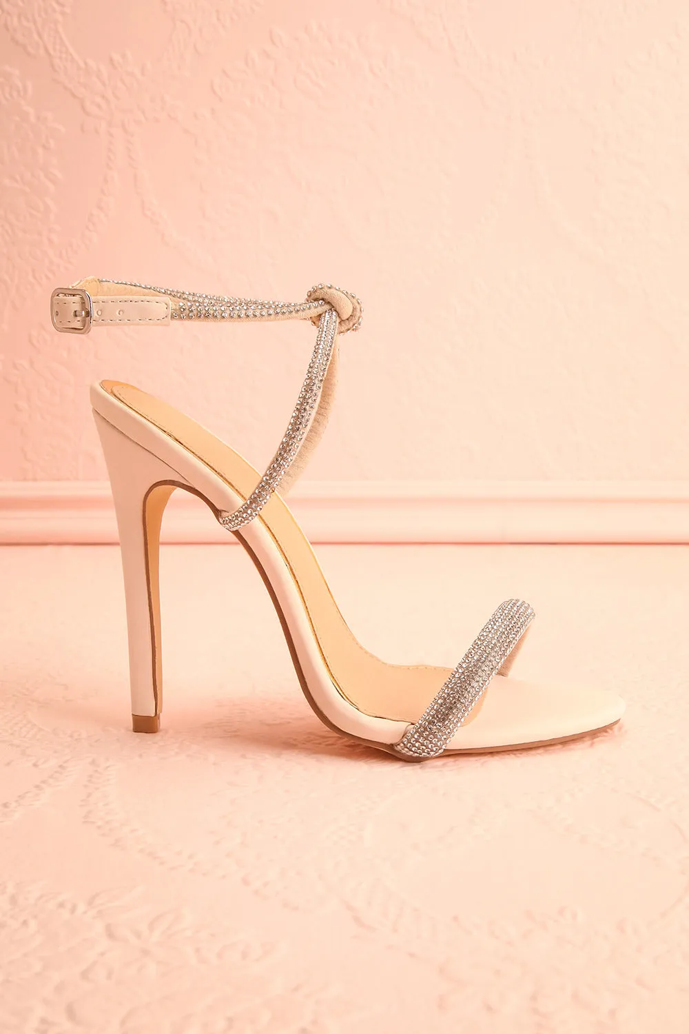 Odessa Beige | Sparkly Heeled Sandals