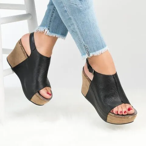 Open Toe Platform Wedge Sandal