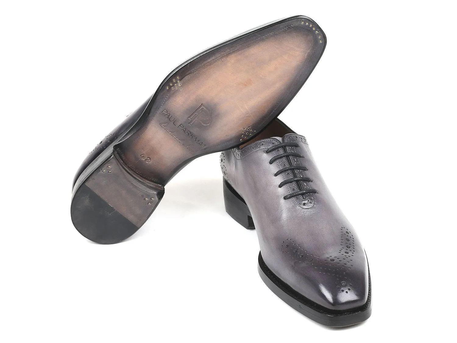 Paul Parkman Goodyear Welted Punched Oxfords in Gray