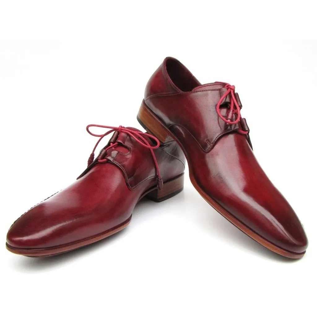 Paul Parkman Men's Ghillie Lacing Side Handsewn Dress Shoes - Burgundy  (ID#022-BUR)