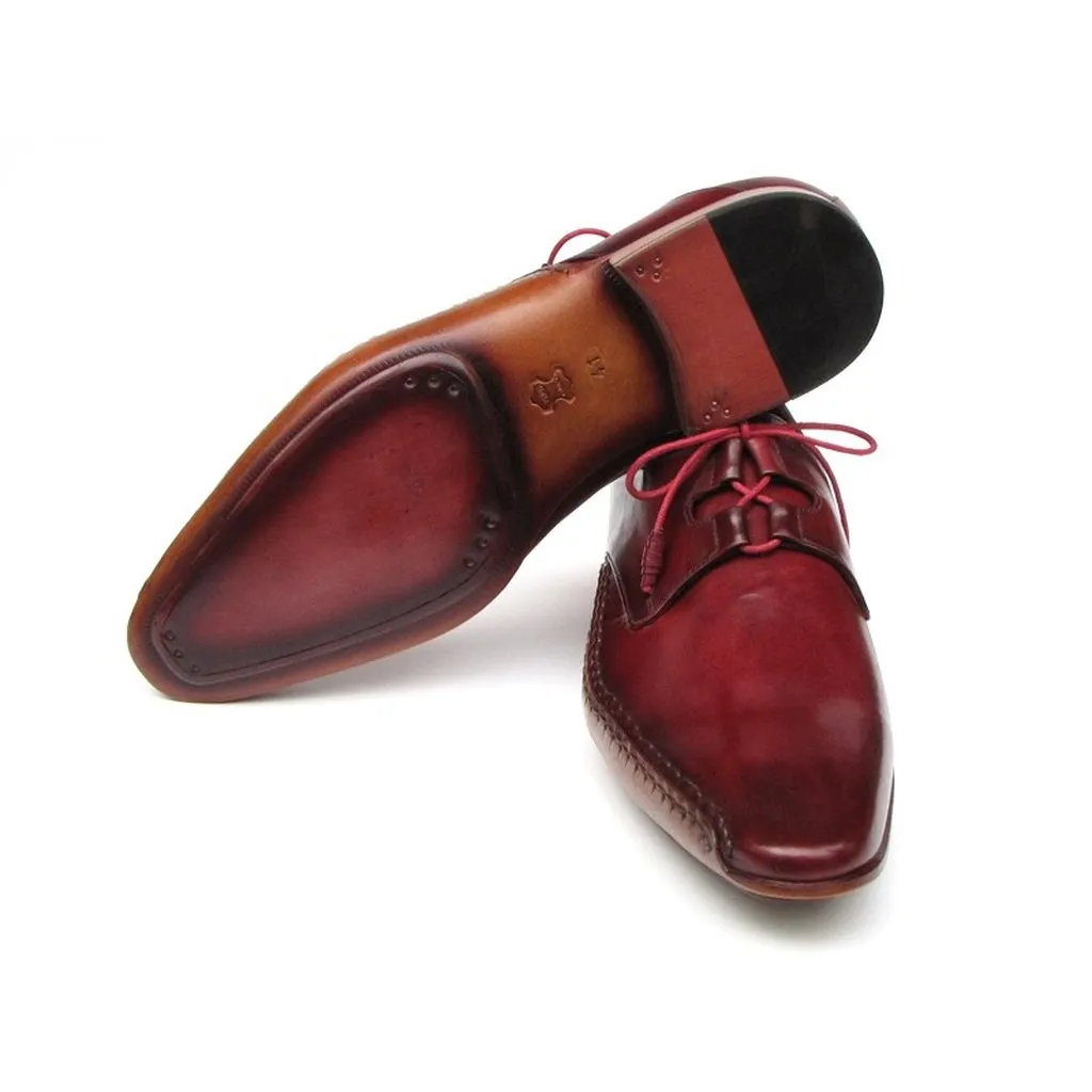 Paul Parkman Men's Ghillie Lacing Side Handsewn Dress Shoes - Burgundy  (ID#022-BUR)