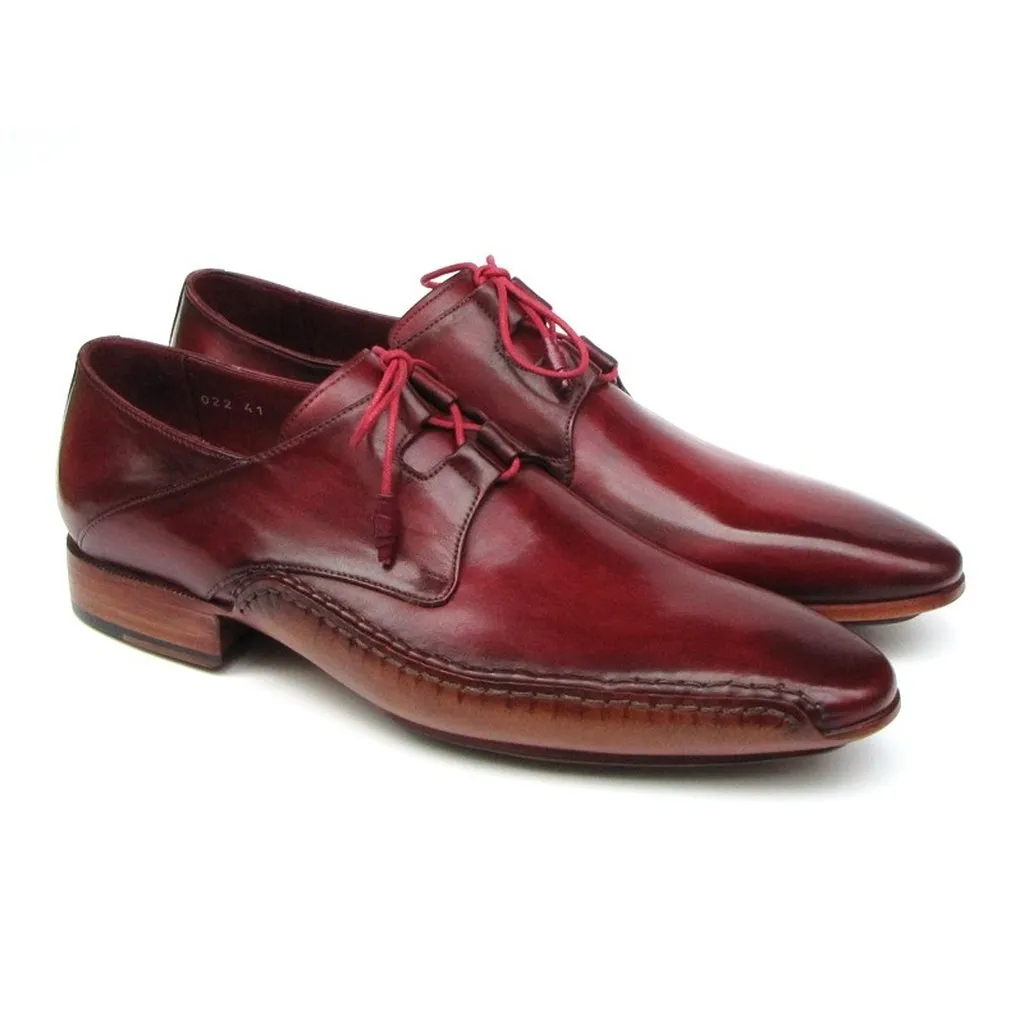 Paul Parkman Men's Ghillie Lacing Side Handsewn Dress Shoes - Burgundy  (ID#022-BUR)
