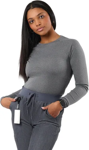 Peelz Kiki Long Sleeve Underscrub Top for Women - Soft, Stretchy, Seamless Fabric Scrubs for Layering & Comfort, Slim Fit