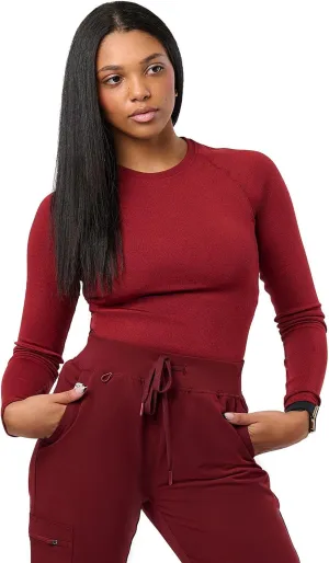 Peelz Kiki Long Sleeve Underscrub Top for Women - Soft, Stretchy, Seamless Fabric Scrubs for Layering & Comfort, Slim Fit