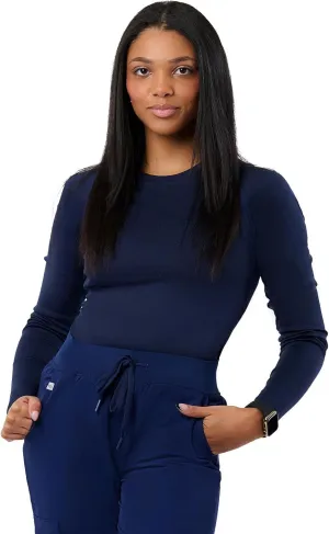 Peelz Kiki Long Sleeve Underscrub Top for Women - Soft, Stretchy, Seamless Fabric Scrubs for Layering & Comfort, Slim Fit