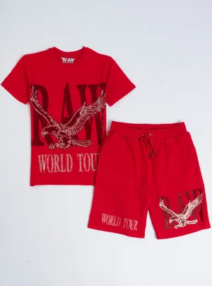 Rawyalty Short Set - World Tour Eagle - Red
