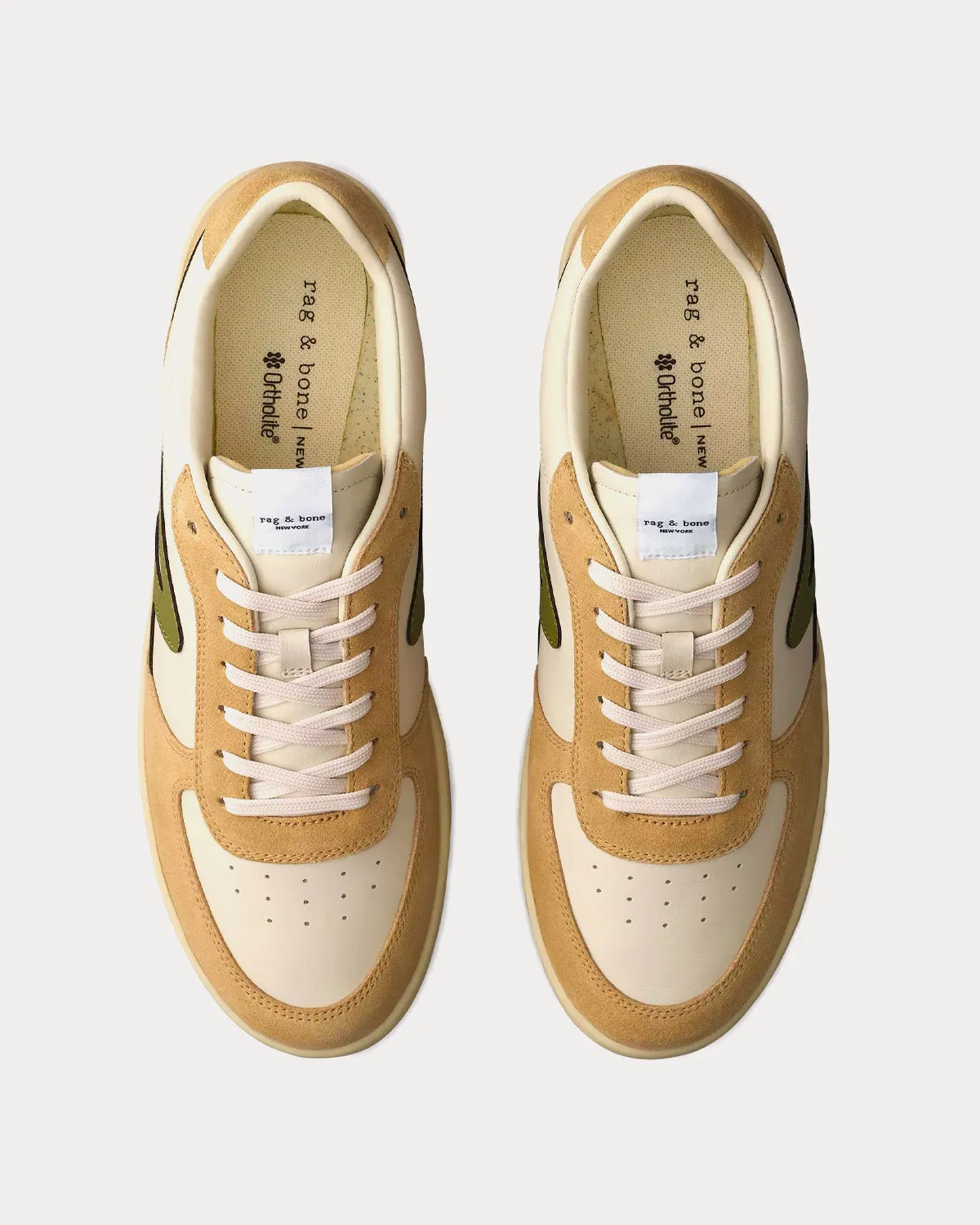 Retro Court Leather Light Dove / Lime Low Top Sneakers