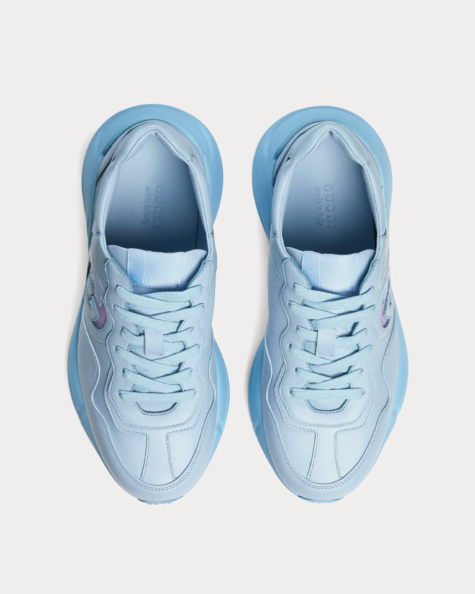 Rhyton Interlocking G Light Blue Low Top Sneakers
