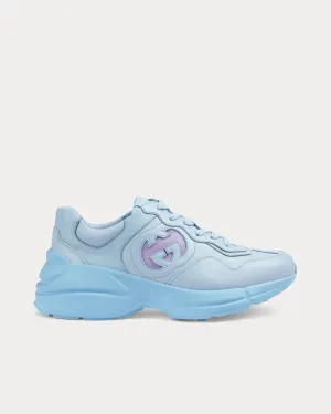 Rhyton Interlocking G Light Blue Low Top Sneakers