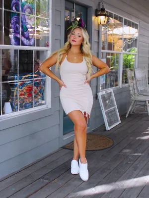 Simply Radiant Dress with Side Tie, Light Beige