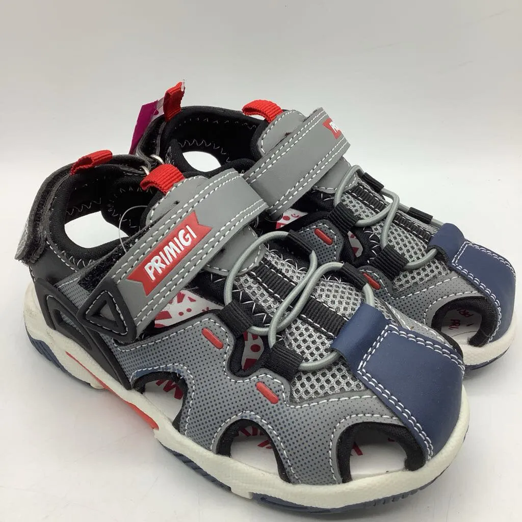 Size 11: Primigi Grey Blue Dots Velcro Sandals