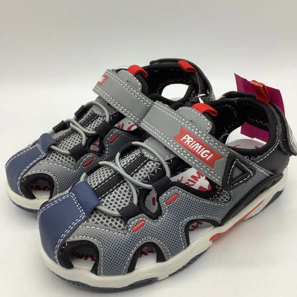 Size 11: Primigi Grey Blue Dots Velcro Sandals