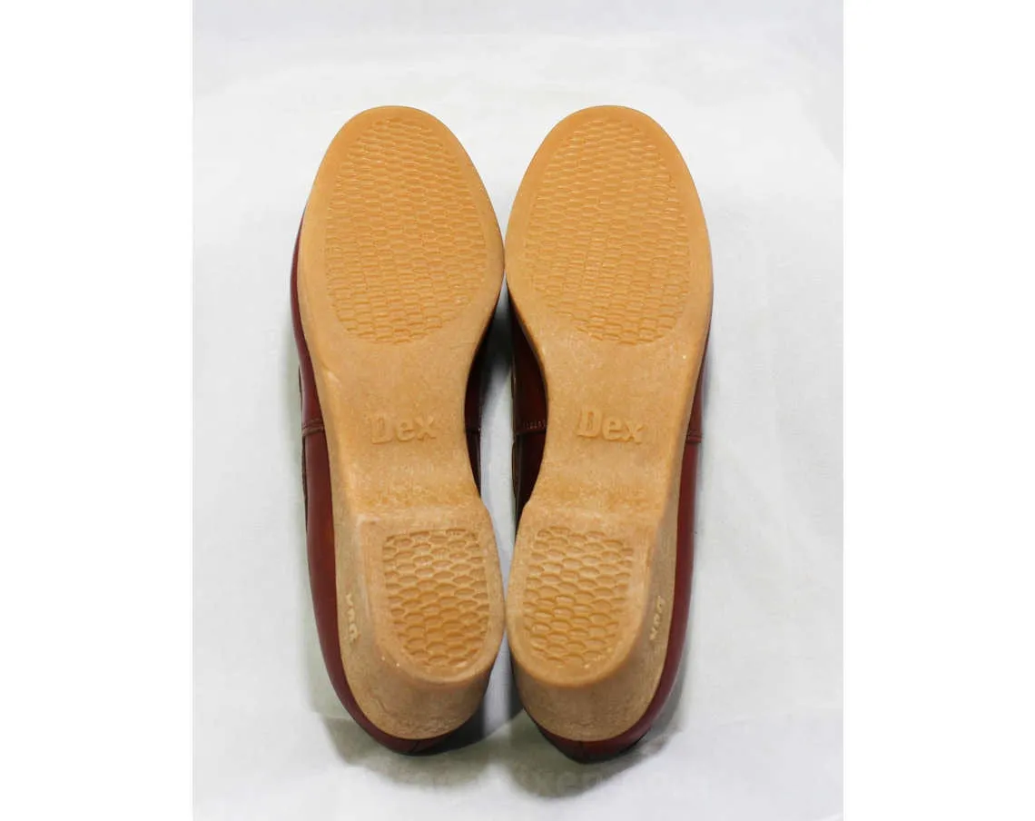 Size 6.5 M Brown Leather Loafers by Dexter - High Quality - 1980s Oxblood Leather Shoes - 80s Preppy Deadstock - Platform Rubber Heel