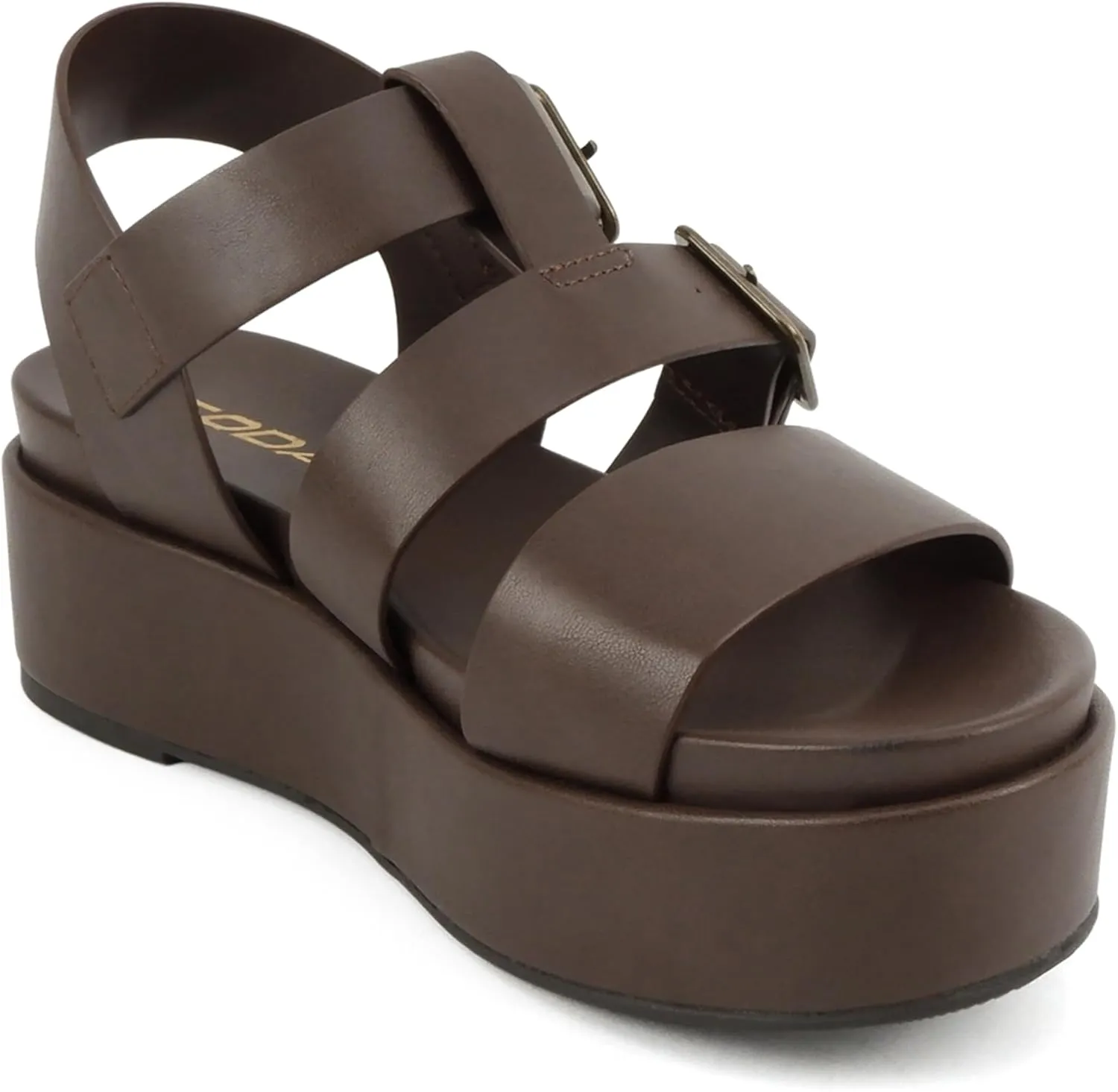 Soda STELLAR ~ Women Flatform Multi Strap Double Buckle Open Toe Ankle Strap Platform Wedge Sandals