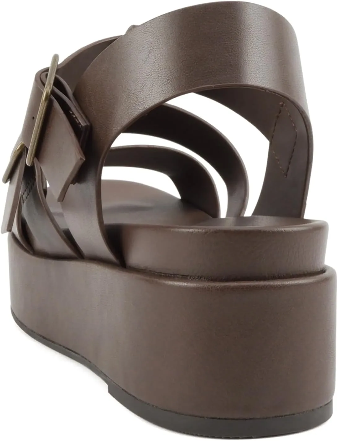 Soda STELLAR ~ Women Flatform Multi Strap Double Buckle Open Toe Ankle Strap Platform Wedge Sandals