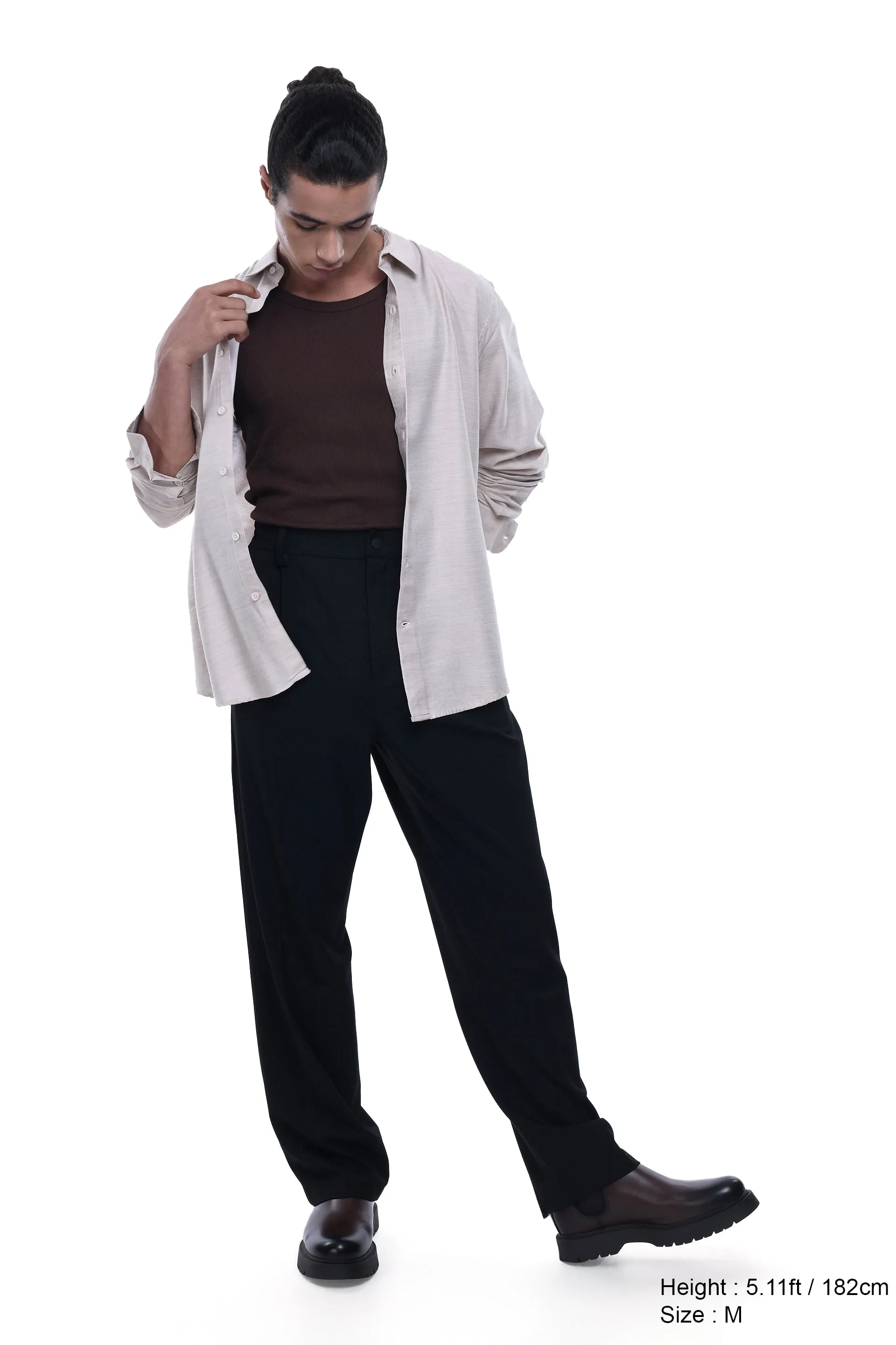 SOFT IRON RELAXED TROUSERS IN BLACK