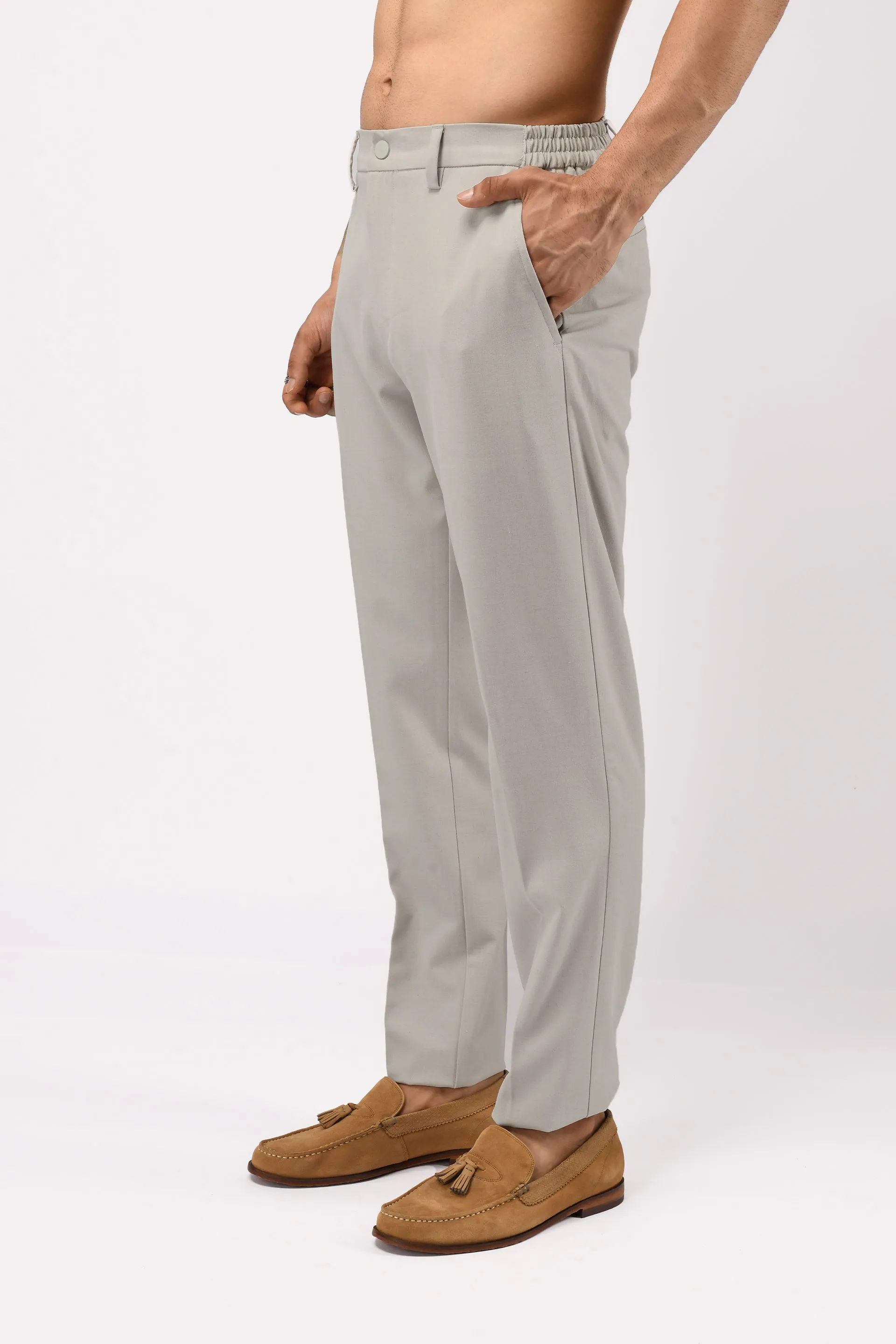 SOFT IRON TAILORED TROUSERS IN CREAM