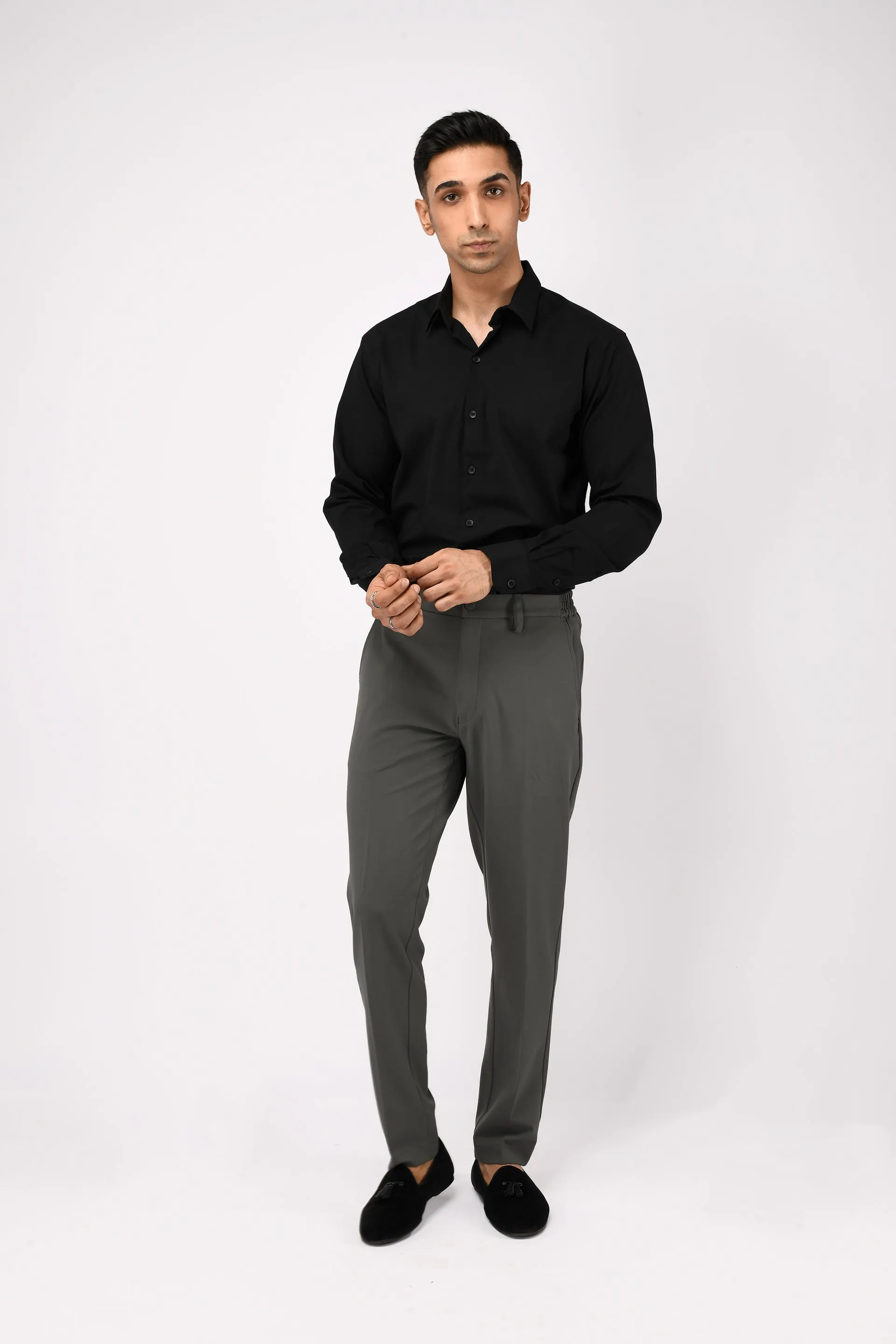 SOFT IRON TAILORED TROUSERS IN GREY