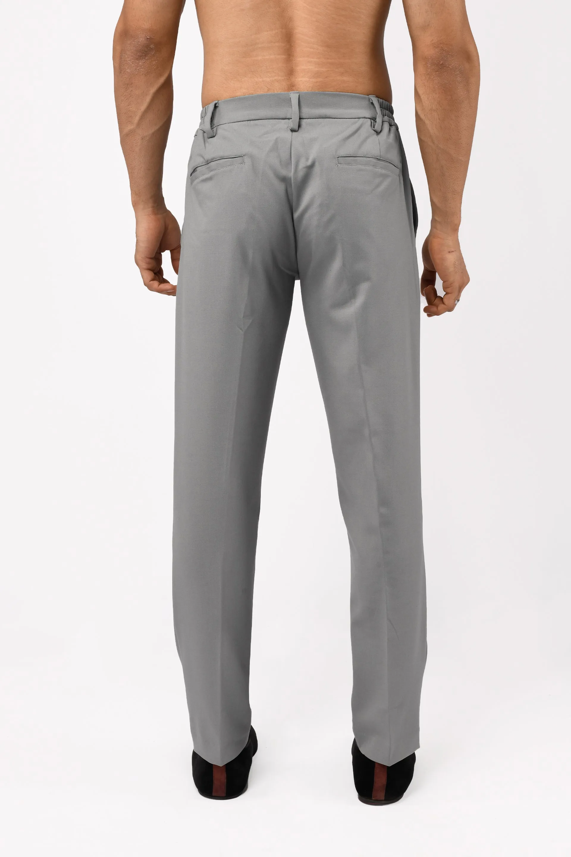 SOFT IRON TAILORED TROUSERS IN LIGHT GREY