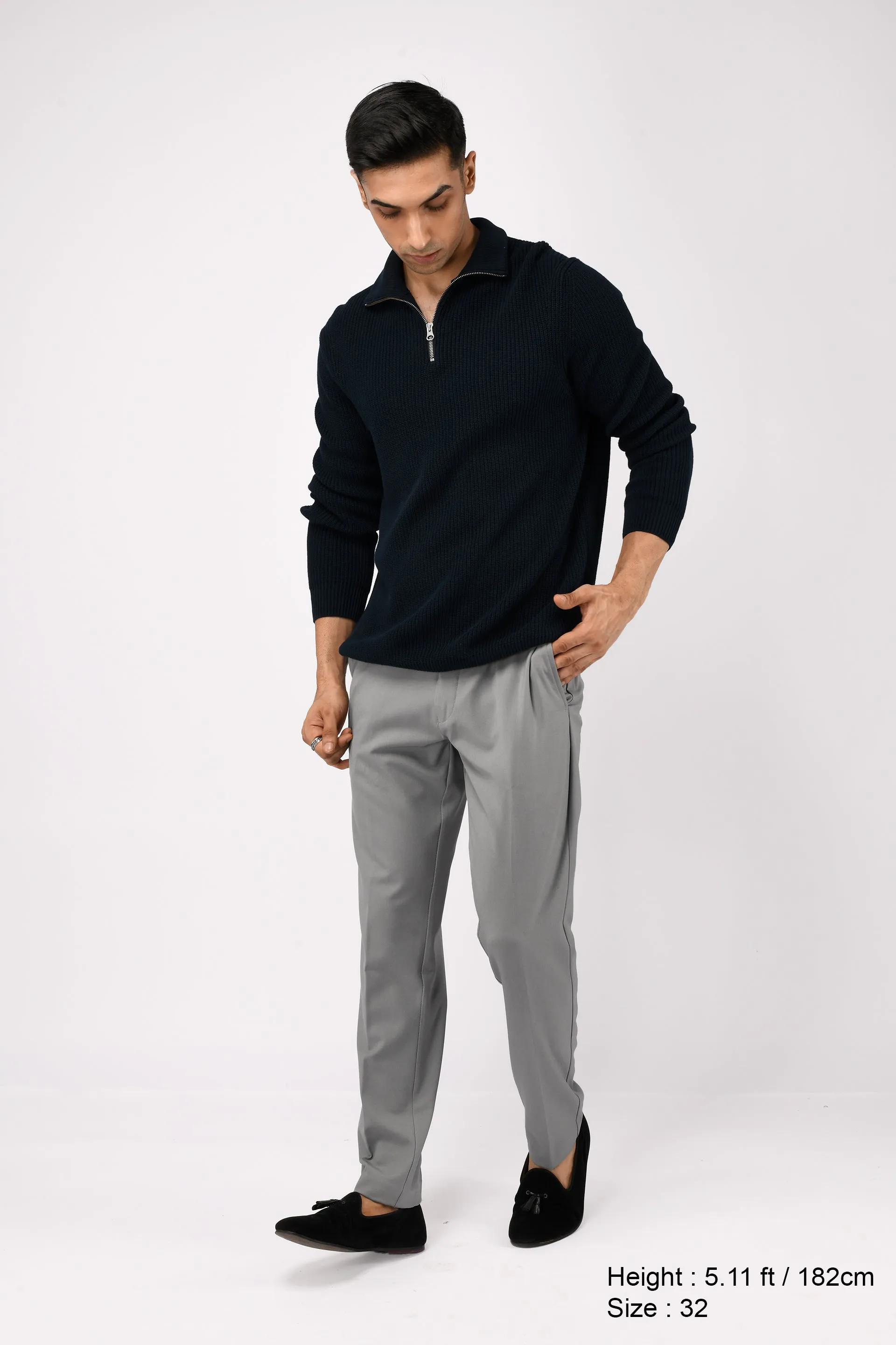 SOFT IRON TAILORED TROUSERS IN LIGHT GREY