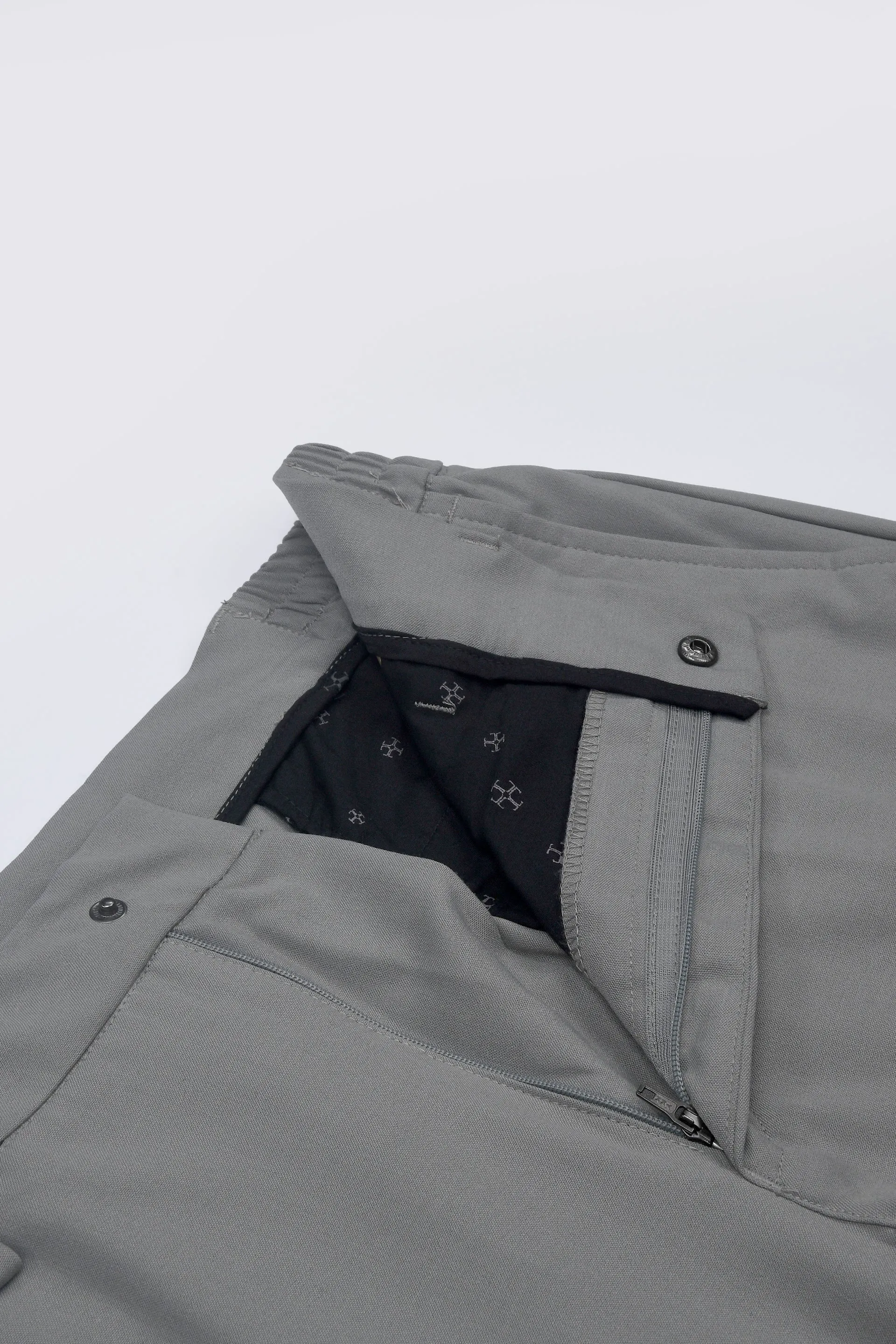 SOFT IRON TAILORED TROUSERS IN LIGHT GREY