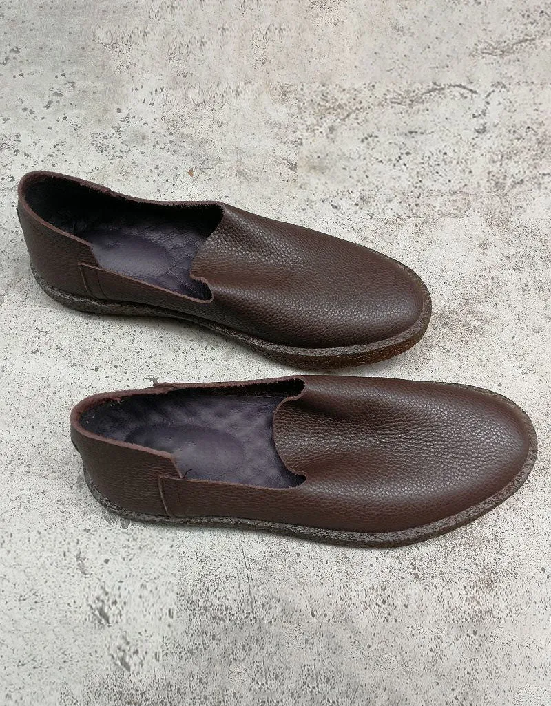 Soft Leather Slip On Retro Leather Flats for Men 38-44